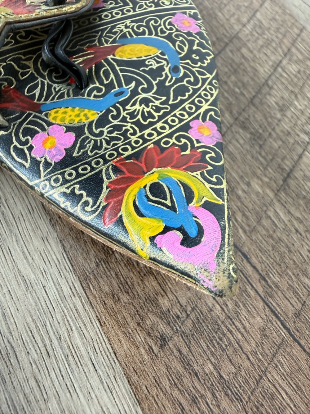 Hand Painted Leather Pointed Traditional Indian Desi Flat Juttis Sandals Thong 6 - Picture 11 of 11